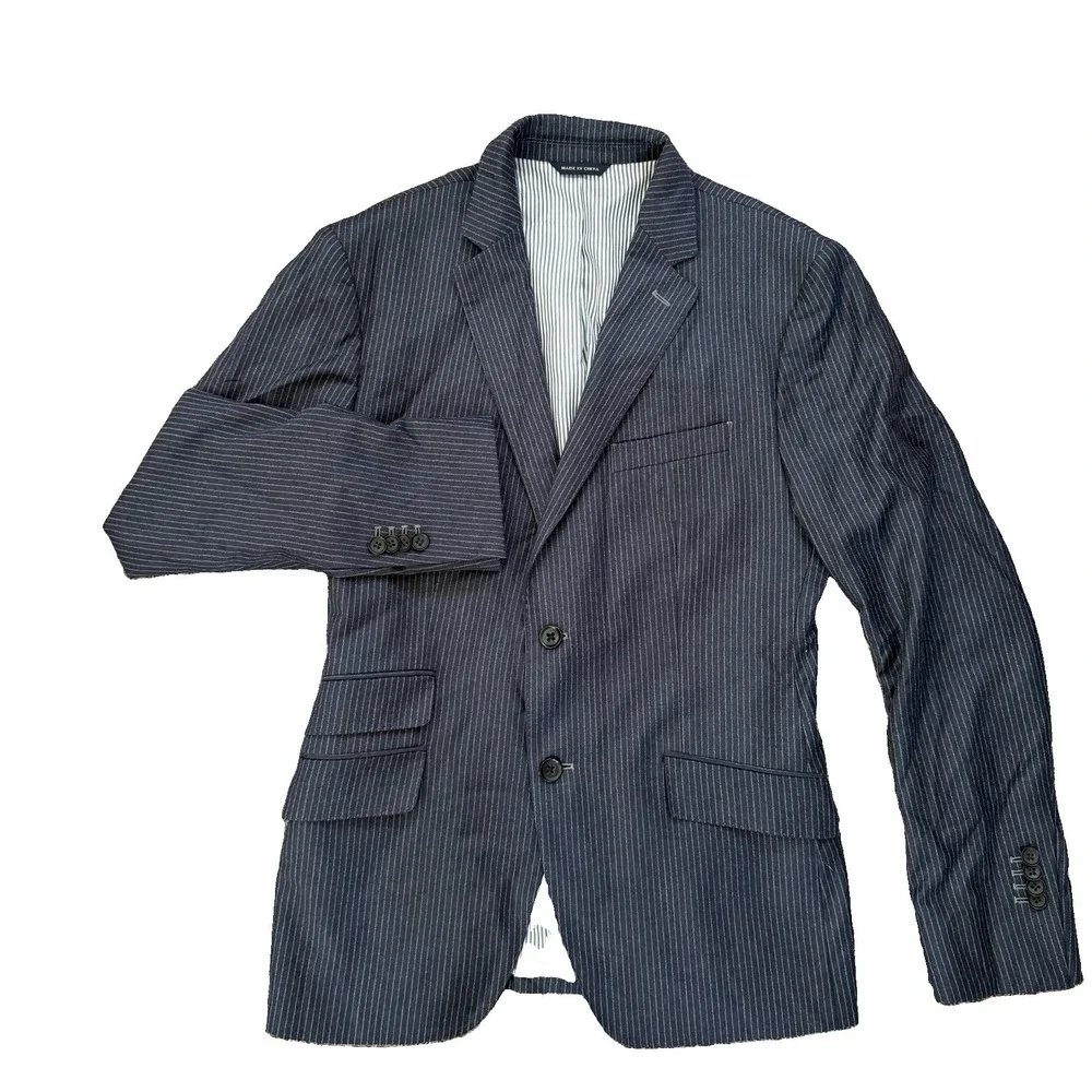 BANANA REPUBLIC 40S Tailored Fit Navy PinStriped Wool Sport Coat Suit Blazer